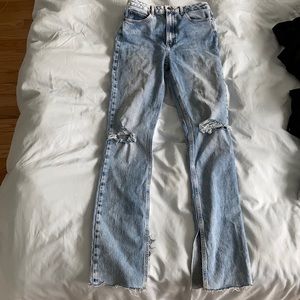 Zara size 6 z1975 flared ripped slim fit jeans
